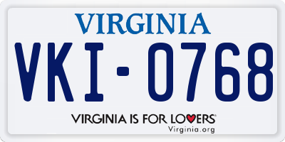 VA license plate VKI0768