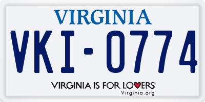 VA license plate VKI0774