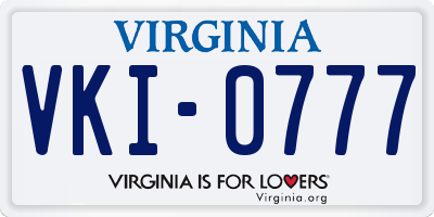 VA license plate VKI0777
