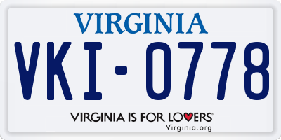 VA license plate VKI0778