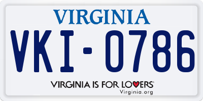 VA license plate VKI0786