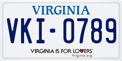VA license plate VKI0789
