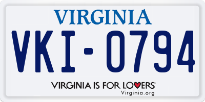 VA license plate VKI0794