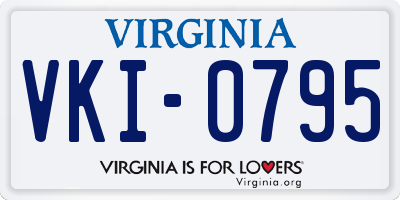 VA license plate VKI0795