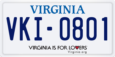 VA license plate VKI0801