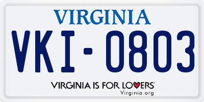 VA license plate VKI0803