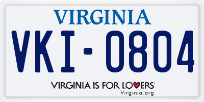 VA license plate VKI0804