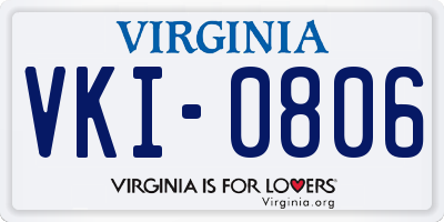 VA license plate VKI0806