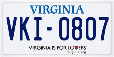 VA license plate VKI0807