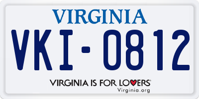 VA license plate VKI0812