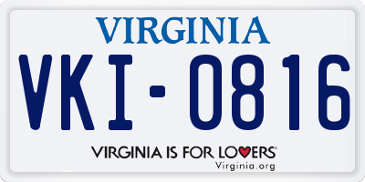 VA license plate VKI0816