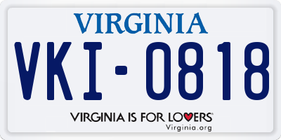 VA license plate VKI0818