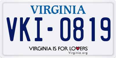 VA license plate VKI0819
