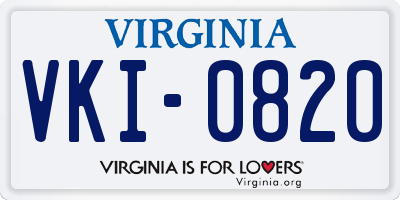 VA license plate VKI0820