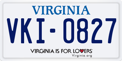 VA license plate VKI0827