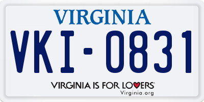 VA license plate VKI0831