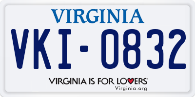 VA license plate VKI0832