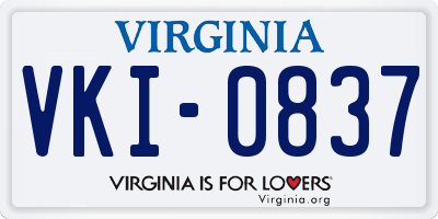 VA license plate VKI0837