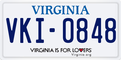 VA license plate VKI0848