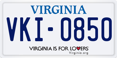 VA license plate VKI0850