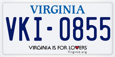 VA license plate VKI0855