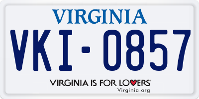 VA license plate VKI0857