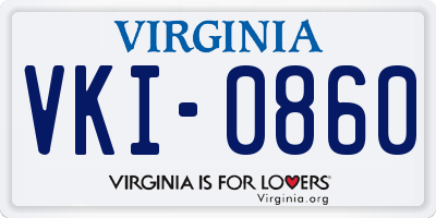 VA license plate VKI0860