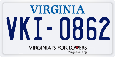VA license plate VKI0862