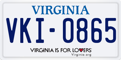 VA license plate VKI0865