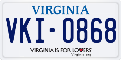 VA license plate VKI0868