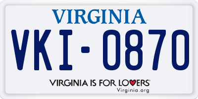 VA license plate VKI0870