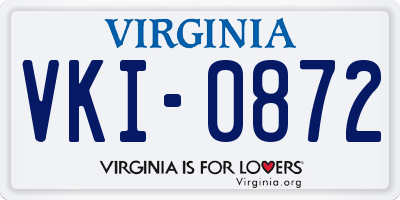 VA license plate VKI0872