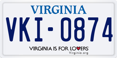 VA license plate VKI0874