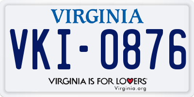 VA license plate VKI0876