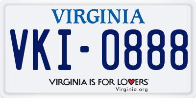 VA license plate VKI0888
