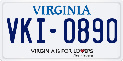 VA license plate VKI0890