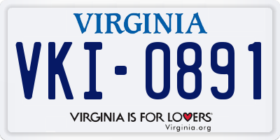 VA license plate VKI0891