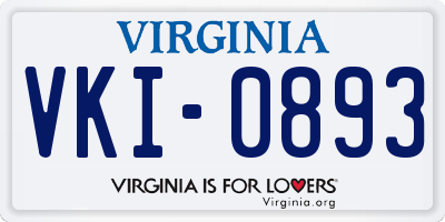VA license plate VKI0893