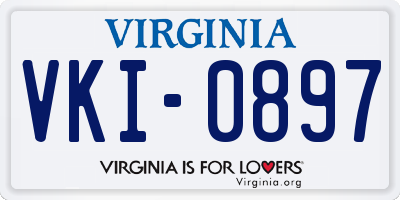 VA license plate VKI0897