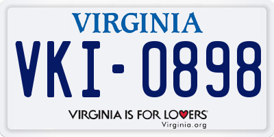 VA license plate VKI0898