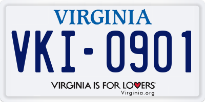 VA license plate VKI0901