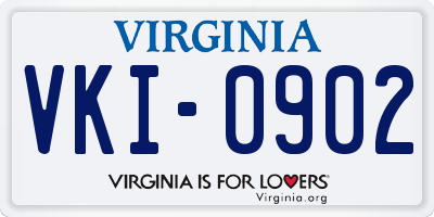 VA license plate VKI0902