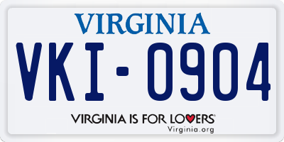VA license plate VKI0904