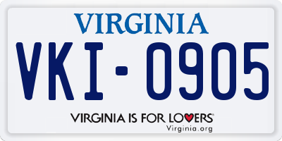 VA license plate VKI0905