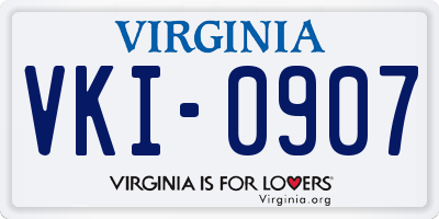 VA license plate VKI0907
