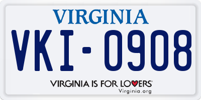 VA license plate VKI0908