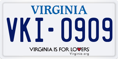 VA license plate VKI0909