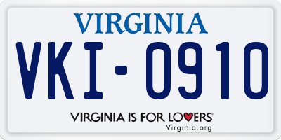 VA license plate VKI0910