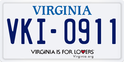 VA license plate VKI0911
