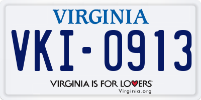 VA license plate VKI0913